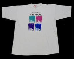 Rare Vintage MEGA TOP Clearly Xenon Chromatic Graphic T Shirt 90s White Size XL S