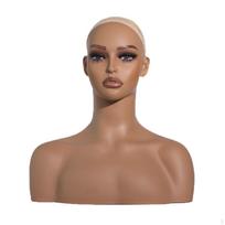 Mannequin Head with Shoulders Smooth Jewelry Display Bust Realistic Hairpiece for