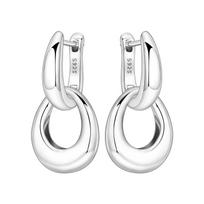 Orstarry 925 Silver Double Loop Minimalist Drop Earrings Women Earrings Charm Trend Versatile Party Jewelry Gifts