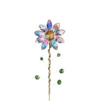 Colorful Crystal Sunflower Suncatcher Gold Trellis Rhinestone Metal Plant Stake Imitation Flower Table Plant Garden Decoration