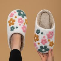 Gėlių Mergaitės Minkštapadės Šlepetės, Tylios Šiltos Namų Šlepetės, Rudens ir Žiemos Medvilninės Šlepetės 40-41 balta