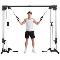 Multi Home Gyms with Cable Pulley System, Cable Crossover Machine with 4 Handles for Full Body Strength Training, Power Rack for Home Workout, Black 245 x 85 x 207 cm juoda