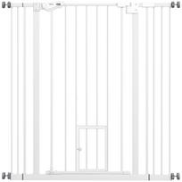 Extra Tall Pet Gate, Indoor Dog Safety Gate, with Cat Flap, Auto Close, 74-101cm Wide - White 101 x 3.5 x 104.1 cm balta