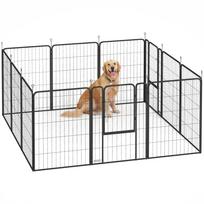 12-Panel Solid Dog Playpen with Doors, for Large Dogs, 100cm Tall, Black 204 x 204 x 100 cm juoda