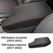 Microfiber Leather Center Console Armrest Cover for Subaru Crosstrek 2017-2023 Interior Moulding Orange line juoda