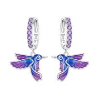 Orstarry 925 Silver Blue Purple Bird Drop Earrings Women Earrings Charm Fashion Birthday Party Jewelry Fine Gift Aretes