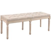 Bench Vintage Design Vintage Bench, Button Tufting, Turned Legs, Shabby Chic, Cream + White 117 x 40 x 48 cm smėlis