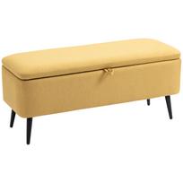 Bench, Storage Bench, Upholstered Bench, Linen Look, up to 150kg, 101x38.5x44.5 cm, Yellow 101 x 38.5 x 44.5 cm geltona