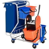 Cleaning Cart Cleaning Trolley with 2 x 18L & 2 x 6L Buckets Mopping Cart Household Cart with Mop Wringer, Storage Basket, Blue Orange 93 x 80 x 97 cm 93 x 80 x 97 cm