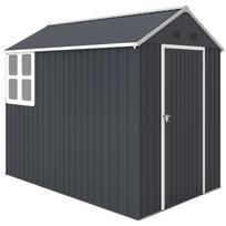 Sodo namelis, Metalinis įrankių namelis, Dvigubos durys, Langas, 259x172x222 cm, Pilkas/Baltas 259 x 172 x 222 cm tamsiai pilka spalva