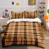 Brown Plaid Pattern Bedding Set Bedding set (1 duvet cover, 2 pillowcases, duvet not included) 135x200cm