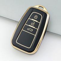 3 mygtukų TPU automobilio nuotolinio valdymo pulto raktų dėklo dangtelis, skirtas Toyota Corolla Prius Camry CHR C-HR RAV4 Altis Land Cruiser Prado be raktų juoda