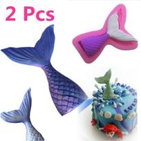 2 vnt. Mermaid Tail Skystas silikoninis fondantas torto formelės „pasidaryk pats“ kūrybinė silikoninė kepimo forma šokoladinis molis S-1 Pcs