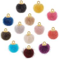 10/30/60pcs Pompoms Earrings Fabric Fur Metallic Pompoms Charms DIY Fluffy Ball Charms for Dangle Tassel Earrings Charm Pendant Jewellery Making 10pcs įvairiaspalvis
