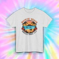 Waikiki Beach T-Shirt | Honolulu Hawaii Surfing Graphic Tee | Island Souvenir 4XL