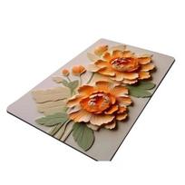 3D Floral Bath Mat Diatomaceous Earth Absorbent Floor Mat Anti Slip Realistic Oil Painting 40cm C