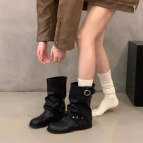 Nauji moteriški batai su storu kulnu, pusbačiai, kelnių batai ir trumpaviršiai batai rudeniui ir žiemai 35 juoda