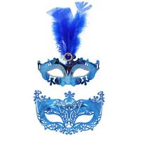 Poros kaukolių rinkinys Venecijos vakarėlių kaukė Kostiumo kaukė Mardi Gras kaukė Pusės veido kaukė Akių kaukė moterims, vyrams, dovanos mėlyna