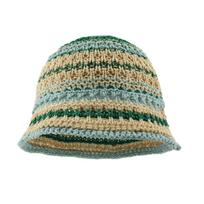 Adult Crochet Color Matching Bucket Hat Wide Brim Fisherman Hat Breathable Hat