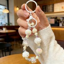 Hand-Painted Candy Color Beaded Keychain with Lobster Clasp for Phone, Bag, and Anti-Lost balta