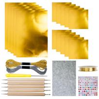 Foil Art Craft with Carving Tools Awl Stickers Metal Thread Tin Foil Paper Craft for DIY Decor Painting auksas