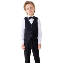 Luomeng Boys' Formal Black Vest Suit 130