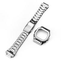 for Casio G-Shock DW-H5600 Retro Pattern Metal Watch Case Strap Set, Stainless Steel Modified Bracelet Vintage Style Accessories DW-H5600