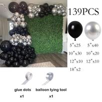 Black Balloons Garland Kit Metallic Silver Balloon Arch Graduation Birthday Party Baby Shower New Year 2025 Wedding Decoration AS Picture
