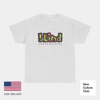 blind skateboards Vintage Logo v1 Yellow Gonz Retro Classic Skate TShirt Print L