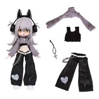 Obitsu 11 Doll Hip-hop Streetwear Clothes Spice Girl Crop Vest Top Jeans Set For OB11 1/12 Bjd Molly Body 16~17cm Toys Dress Up