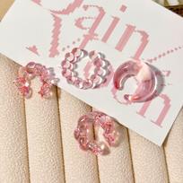 New Iridescent Huggie Hoop Ear Cuff Set No Piercing Clip-On Earrings Transparent Color Minimalist Ear Cuff Wholesale Gift Set