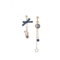 Unique Moon Star Fashion Jewelry Crystal Ear Drop Female Dangle Earrings Korean Style Earrings B