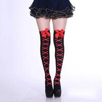 Bow Decor Thigh High Stockings Mesh Thin Over The Knee Socks Cosplay Soft Sexy Women Stockings Hosiery One Size