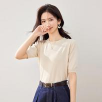 Women's Ribbed Knit Breathable Basic Top XL abrikosas