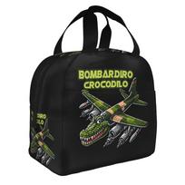 Bombardino Crocodilo Italian Brainrot Lunch Bag Men Women Funny Meme Warm Cooler Insulated Lunch Box for School One Size