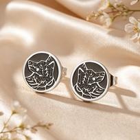 Dawapara Wolf Head Stud Earrings Norse Mythology Tribal Animal Amulet Totem Earrings Gothic Jewelry Stainless Steel Studs