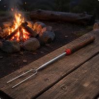 Stainless Steel Grill Skewer Curved Extendable Bbq Fork Easy to Clean Dog for Barbecue,