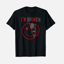 Im Broken Im Ok T  Cracked Smiley Face Skull Grunge Edgy Streetwear Tee Unisex T-Shirt XXXL