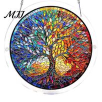 Relaxing Weekend Hobby Round Acrylic Suncatcher Puzzle, UV Printed Stained Glass Window Hanging Decor Home Decoration Ornament 7.48 Inch DIY A