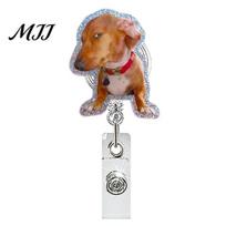 Retractable Name Tag Holder Nurse Badge Reel, Funny Glitter Acrylic with Cute Reel Clip, Sparkly ID Card for Teachers Student Staffs Teacher B