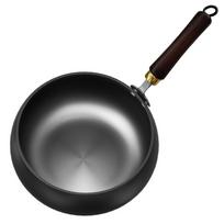 Iron Wok Uncoated Iron Pan Flat Bottom Iron Pot for Indoor and Outdoor Cooking