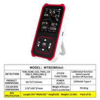 New Multifunctional Handheld CO2 Home Indoor Air Quality Monitor for TVOC PM2.5 PM10 HCHO Temp Large Color Screen Air Quality Detector USB Charging balta