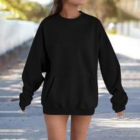 Women's Drop Shoulder Long Sleeve Sweatshirt with Pockets Color Casual Top L juoda