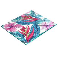 Tempered Multifunctional Decorative Glass Board Flowers and Palms 60X52 Cm