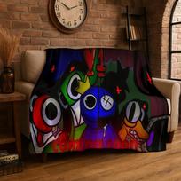 3D R-Rainbows Friends Animacinis Žaidimas Flanelinis Antklodė Minkštas Šiltas Pledas Miegamajam Svetainei Lovai Kelionėms Stovyklavimui Iškylai 75x90cm