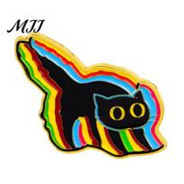 Cat Shape Badge Unisex Brooch Cartoon Black Design Zinc Alloy Pin Fashionable Lapel Accessory Bag Sweater Suit Decorative Enamel Versatile Handmade A