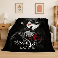 Juodasis dailininkas Animacinis Anime Flanelinis pledas Minkštas šiltas pledas miegamojo svetainės lovos kelionėms stovyklavimui iškyloms dovana 75x90cm