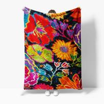 Vibrant Colorful Abstract Floral Printed Fleece Throw Blanket Sofa Bed Cover Gift for Women Kids 75x90cm