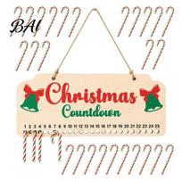 Christmas Party Supplies Wooden Advent Calendar, Hanging Countdown Board with Candy Reusable Calendar Dates, Festive Wall Decoration for Home, Holiday 1