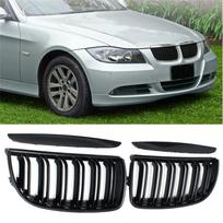 BMW E90/E91 Grille Set - Gloss Black Double Line Front Pair